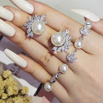 2023 Novi Luksuzni srebrna boja djeveruša Biser Nakit Set Naušnica i Narukvica za Žene Ženska Vjenčanje Božićni domjenak Dar Dubai J6704